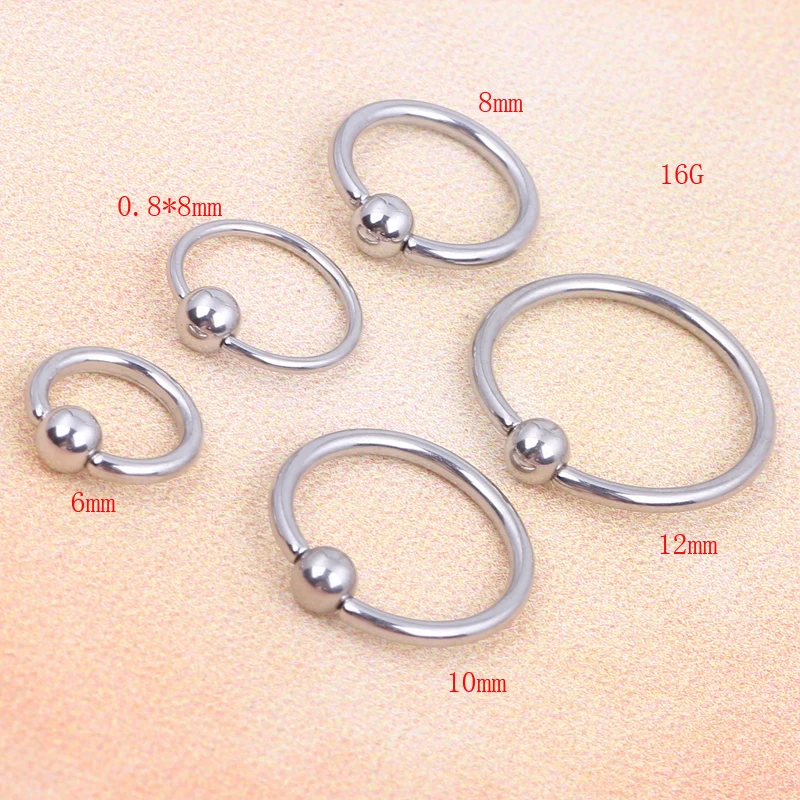 

Nose Ring Lip Ear Nose Clip On Piercing Nose Lip Hoop Rings Earrings silver Captive Ball 16G 20G 6-12mm body jewelry
