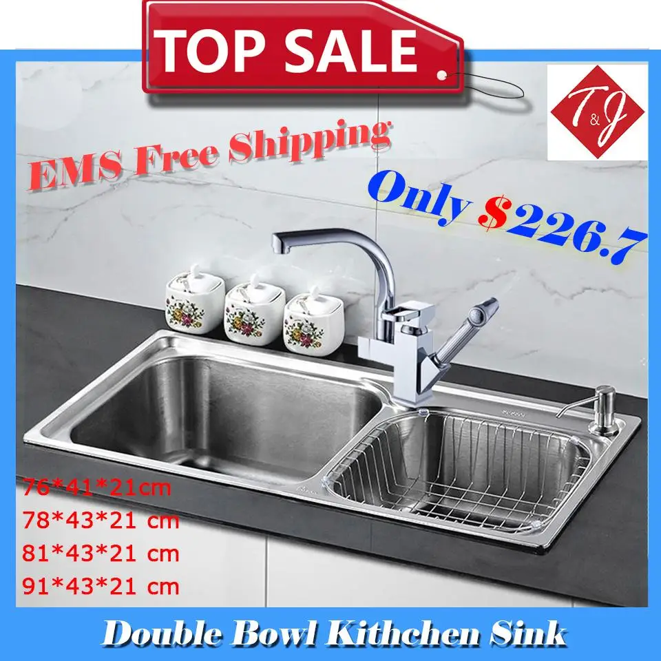 4 sizes double bowl kitchen sinks stainless steel kitchen sink with pull out sink mixer tap - Brushed Steel Kitchen Sinks 4 sizes double bowl kitchen sinks stainless steel kitchen sink with pull out sink mixer tap - Brushed Steel Kitchen Sinks
