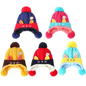 

Winter Warm Hat Infant Beanie Cap Cute Baby Children Boys Girls Animal Cat Ear Kids Crochet Knitted Hat