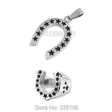 U-форме подковы кольцо и кулон Нержавеющая сталь Jewelry классические звезды Двигатель Байкер комплект ювелирных изделий swr0028rp