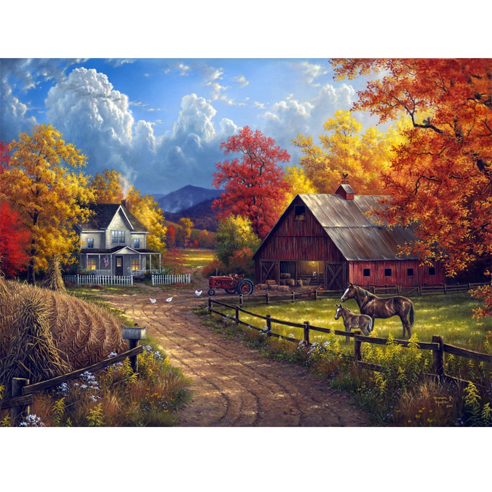

Moge Diamond Painting Natural house landscape Diamond embroidery Country villa house scenic Diamond Mosaic nature full round