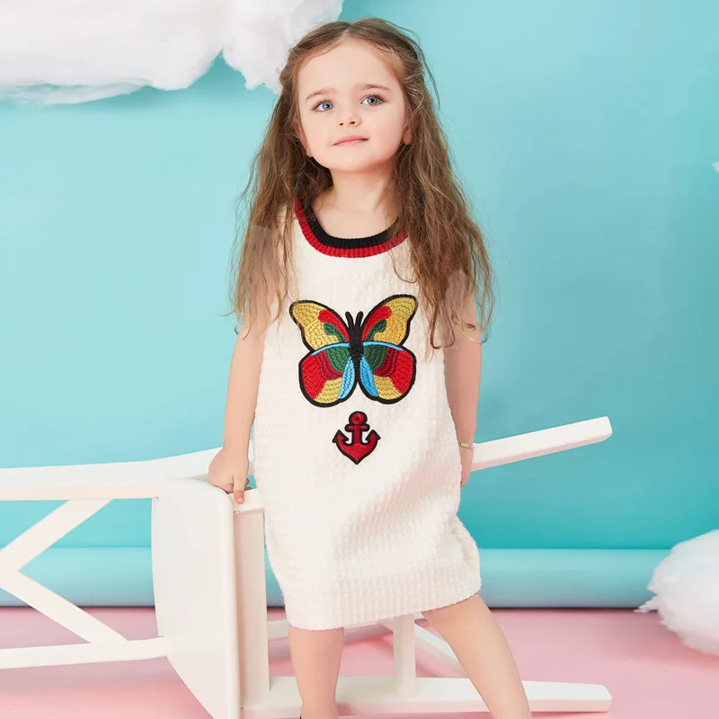 

winter Mother and dauther set 2016 Children's Clothing Girl's Wool long sleeves Butterfly embroidery dresses