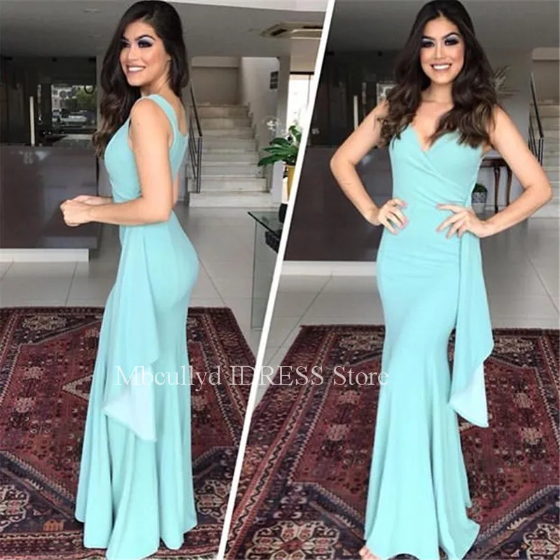 

African Women Mermaid Prom Dresses 2019 V Neck Chic Ruffled Satin Long Evening Dress Party Gown Free Shipping Vestidos De Gala