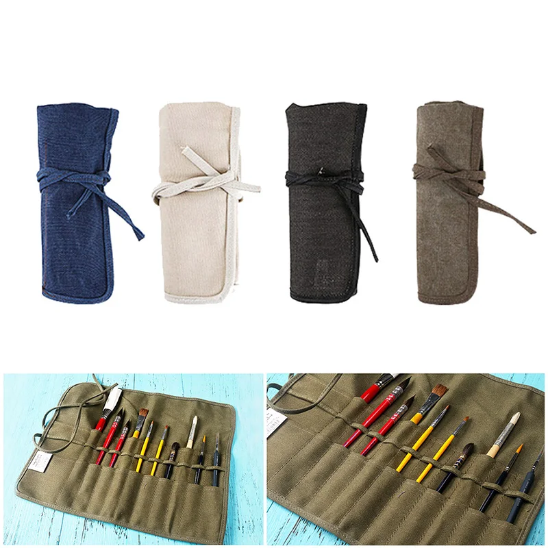 

Thick Canvas Wrap Pouch Case Multifunction Pencil Bag Roll Up Organizer Pouch Perfect Storage for Brush Make up