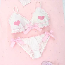 Японский бюстгальтер для молодых девушек, милый, сексуальный, Shimapan Kawaii, женский, милый, с Амуром, 2 шт., бюстгальтер и трусики, набор, Лолита, комплекты нижнего белья