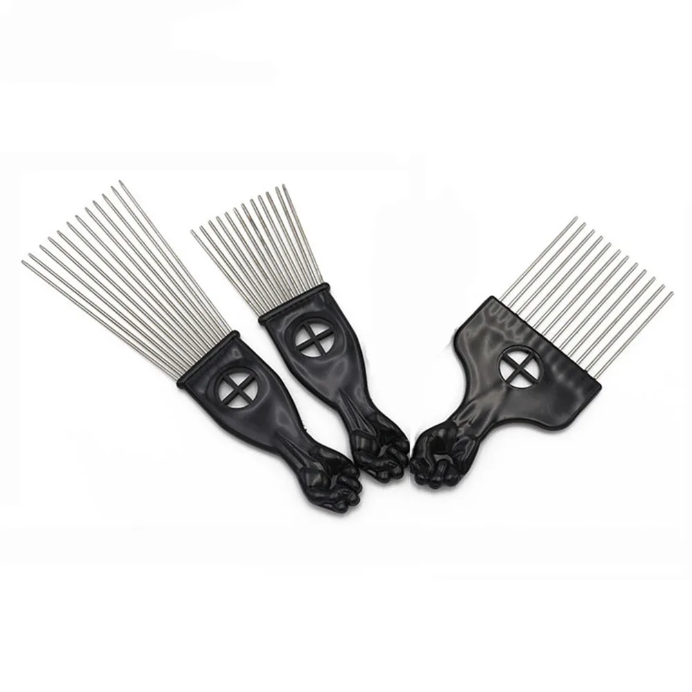 3pcs Metal Pick Combs Hair Styling Brush with Fist Handle for Volume and Tangles metal hair pick comb | Красота и здоровье