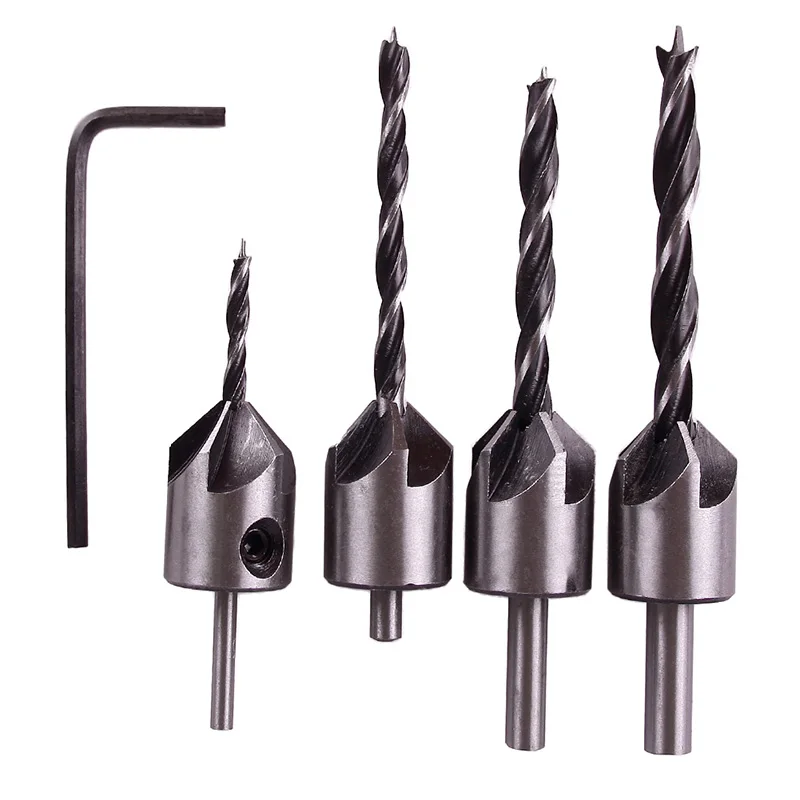 5pcs/lot Countersink Drill Bit Drill Press Set Reamer Woodworking 5