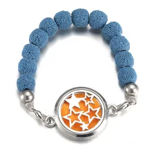 10MM grandes perles pentagramme Bracelets pierre volcanique aromathérapie boîte Bracelets Reiki pierres perles en acier inoxydable bijoux femme(China)