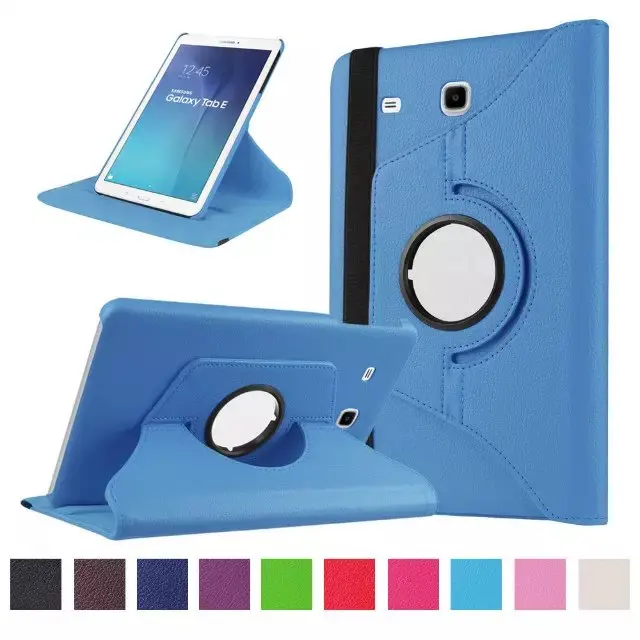 Чехол для samsung Galaxy Tab E 9,6 T560 T561 SM-T560 вращающийся на 360 умный чехол из искусственной кожи складной чехол-книжка для планшета+ ручка - Цвет: Синий