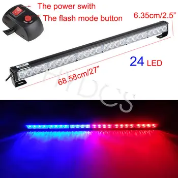 

CYAN SOIL BAY 27" 24 LED Emergency Warning Traffic Advisor Flash Strobe Light Bar Red & Blue 12V