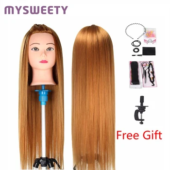 

24 Inch New Professional Bride Hairdressing Mannequin Dolls Long Hair Training Head Synthetic Thick Hair Mannequin Head