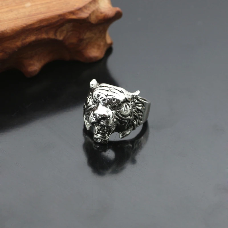 Vintage Punk Tiger Head Ring Gothic Cool Men Tiger Rings Man Domineering Biker Men's Animal Ring Jewelry Drop Shipping Anel