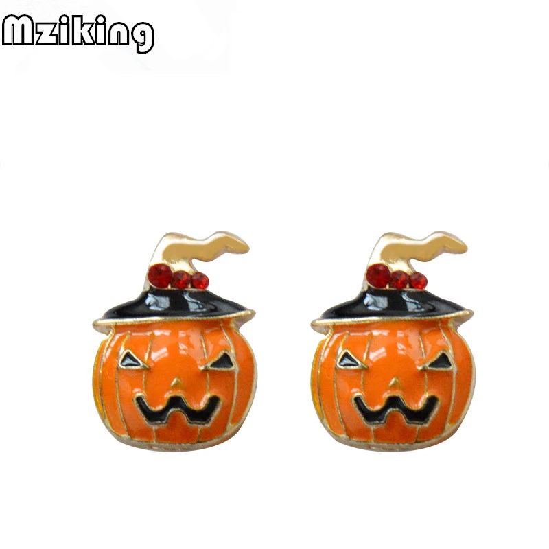 Mziking New Rhinestone Pumpkin Earrings for Women Cute Pendientes
