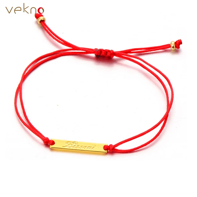 Vekno Golden Bar Fashion Bracelets String Red Black Rope Vekno Golden Bar Fashion Bracelets String Red Black Rope Adjule Hade For Women
