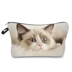 Лидер продаж, Женская милая сумка для макияжа с 3D рисунком кота, модная женская косметика, органайзер, сумки для хранения, Популярные