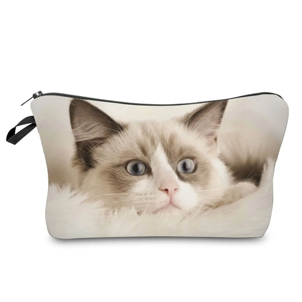 

Hot Sale Ladies Cute 3D Cat Pattern Travel Makeup Bag Fashion Women Female Cosmetics Organizer Pouch Storage Bags Popular