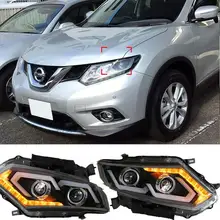 Newest LED Headlights for Nissan X-Trail Rouge 2014 2015 Headlight Turn Signal DRL Bi-Xenon Lens Low Beam Head Lights