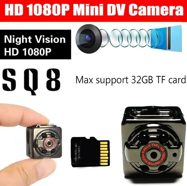 8 ГБ карты + мини Камера видеорегистратор цикл видео Регистраторы инфракрасный Ночное видение DV Full HD 1080 P веб-камера Motion Detect
