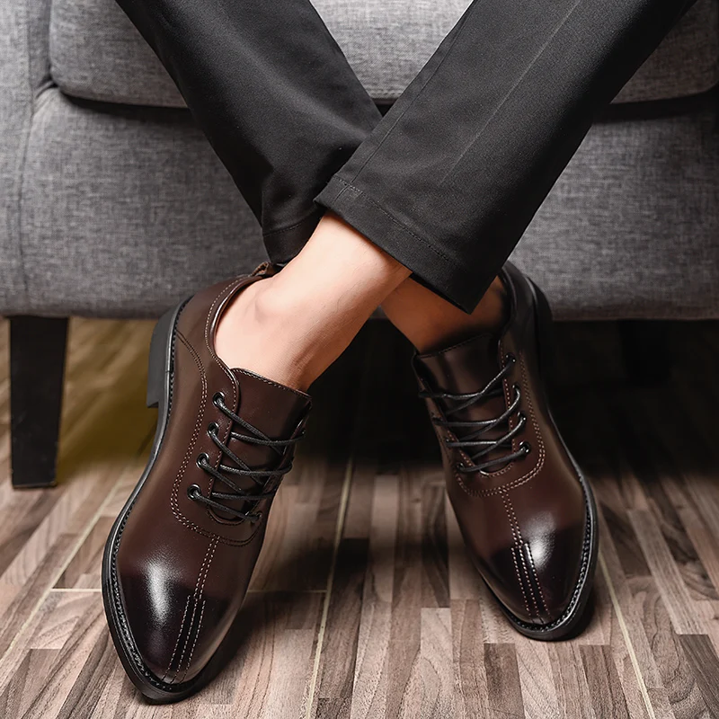 elegant genuine leather formal men shoes italian luxury brand wedding male footwear designer tan work dress oxford shoes for men (26)