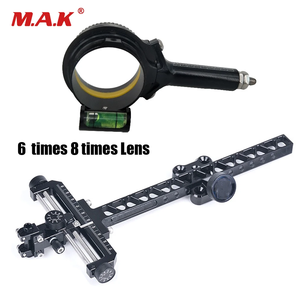 

Compound Bow Competition Aiming Head with Lens Composite Sight 6 Times 8 Time Bow Frame for Archery Shooting
