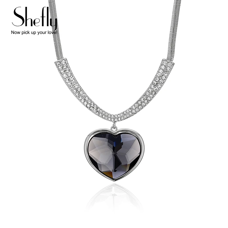 

Austrian Crystal Rhinestones Choker Necklace 3 Colors Heart Love Chain Necklaces & Pendants For Women 2018 Gift For Her Jewelry