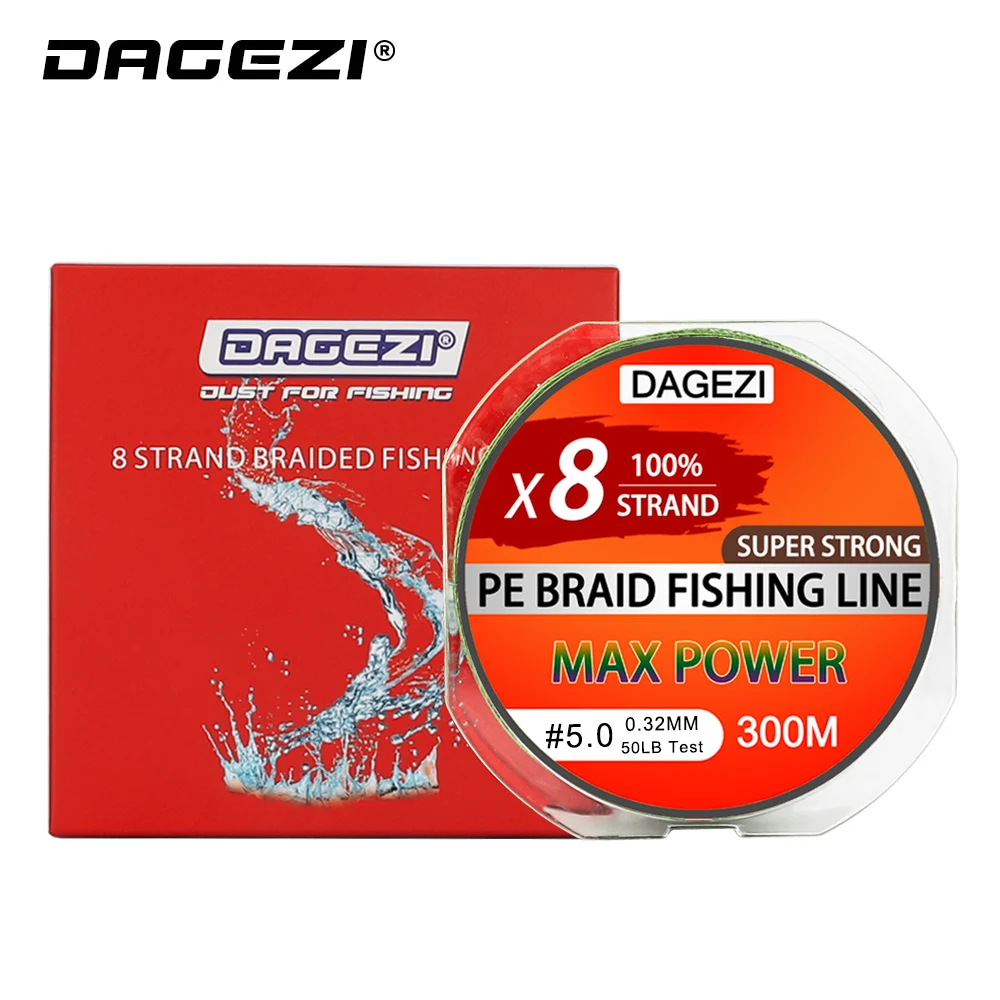 DAGEZI 8 حبلا 300 m/330YDS مع هدية سوبر قوي 10-80LB العلامة التجارية خيط صنارة الصيد s 100% صنارة صيد بولي ايثيلين مجدول السلس خط