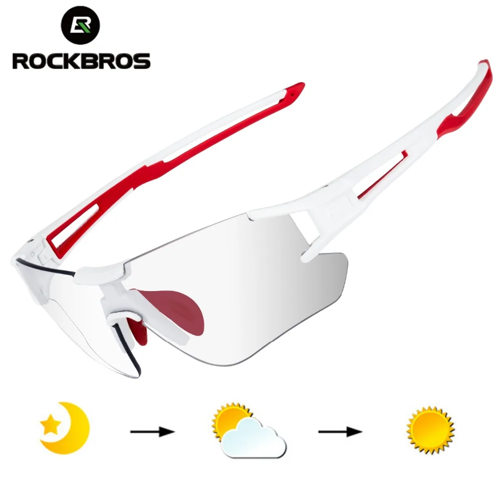 Tanie ROCKBROS kolarstwo Wrap okulary męskie fotochromowe okulary sportowe na zewnątrz UV400 rowerowe okulary sportowe na zewnątrz okulary gogle