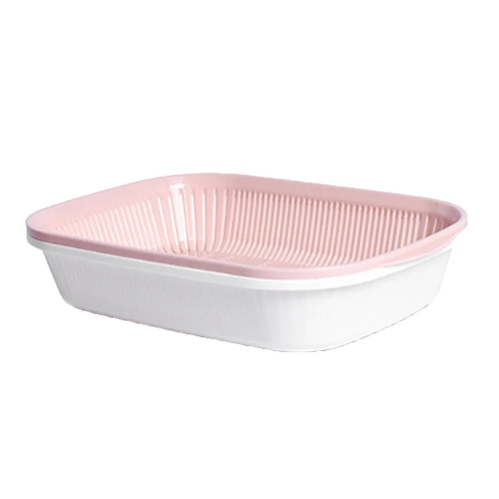 Plastic Square Drain Sealed Box Ginger Garlic Onion Food Refrigerator Container Portable fruit vegetable cleaning drain basket - Цвет: Pink