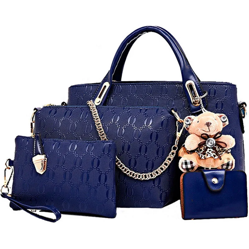 Женская сумка Fanto, набор из 4 предметов для женщин, сумка из искусственной кожи, модные сумки-мессенджеры, одноцветные сумки через плечо