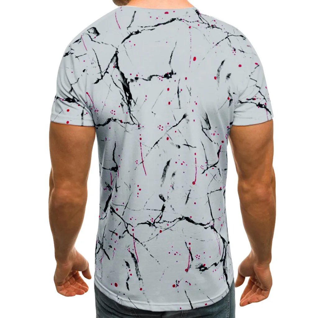 Plus Size T-Shirts 2019 Summer Mens Clothing Casual Print Elastic Short Sleeve Tee Top Fitness Tshirts Streetwear Male T-shirts
