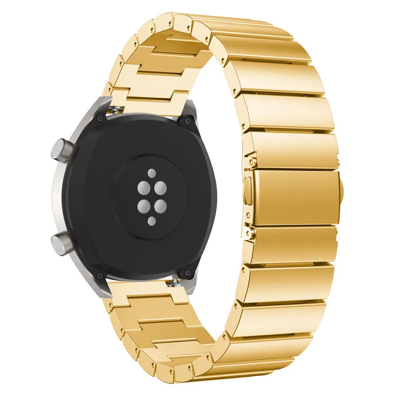 Ремешок для часов из нержавеющей стали, ремешок для huawei Watch GT 2, Смарт-часы, ремешок 22 мм, браслет на запястье для samsung gear S3 Frontier Classic - Цвет: Золотой
