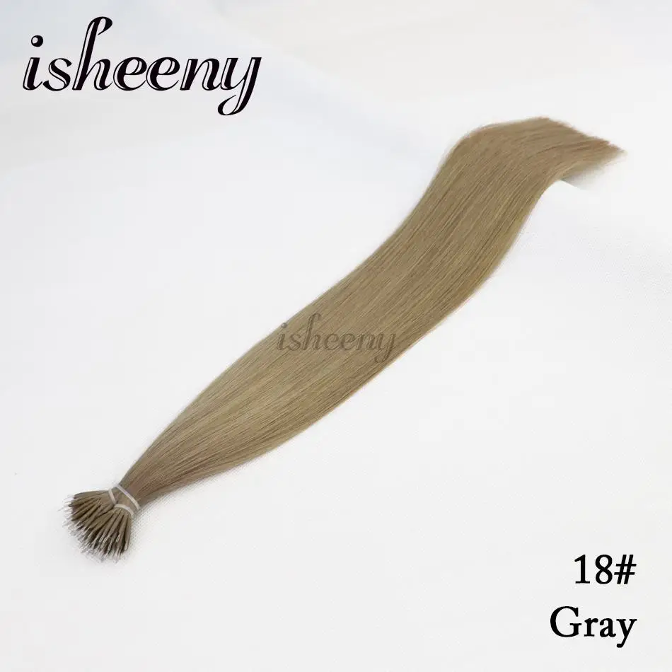 Isheeny Remy Nano Ring Links человеческие волосы для наращивания 0,6 г/локон 1" 18" 2" кератиновые прямые европейские волосы с микро-бусинами 50 шт. бусина - Цвет: #18