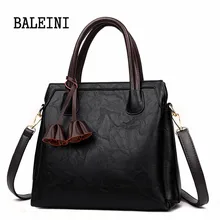 Винтажная женская сумка с тремя карманами, женские брендовые сумки из натуральной кожи, зимняя повседневная сумка-тоут, большие сумки на плечо для женщин