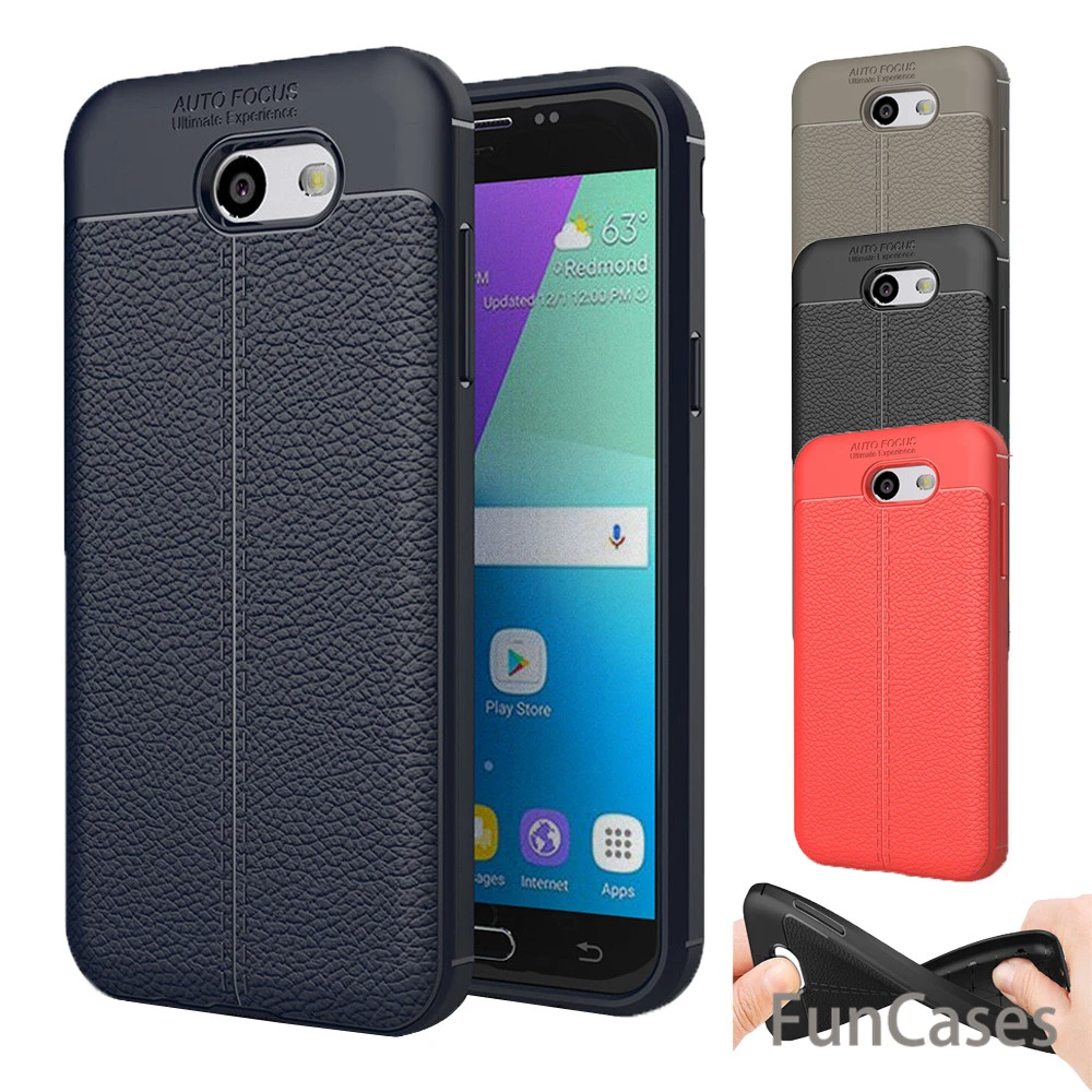 For Samsung J3 2017 Case Luxury TPU Silicone Imitation Leather back ...