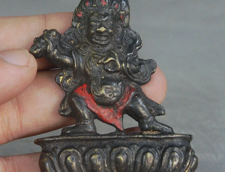 

Old Tibet Buddhism Temple Iron Exorcism Mahakala Protector Deity Buddha Statue