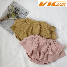 Летние штанишки для новорожденных, шорты, летние брюки, штаны, одежда, однотонные шорты для маленьких девочек, для маленьких девочек