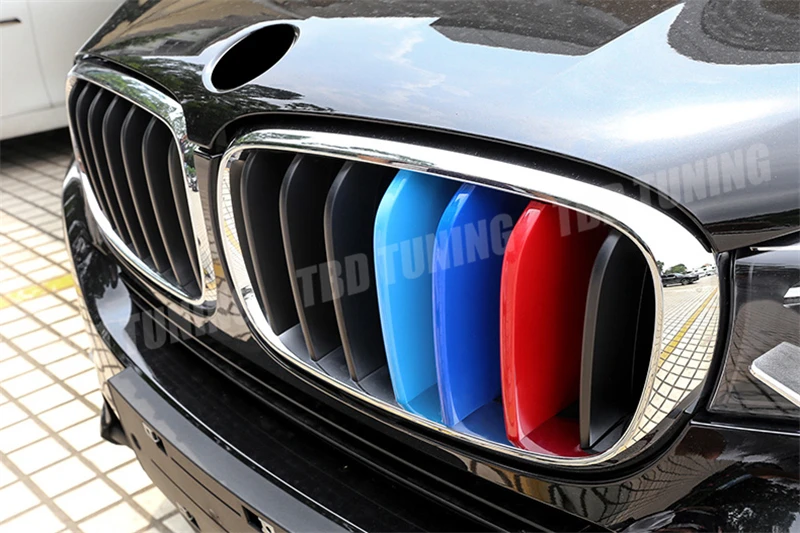 Для BMW X5 F15 X6 F16 3 шт. Tri-Цвет спереди декоративная планка крышка полосы для бампера крышка наклейки