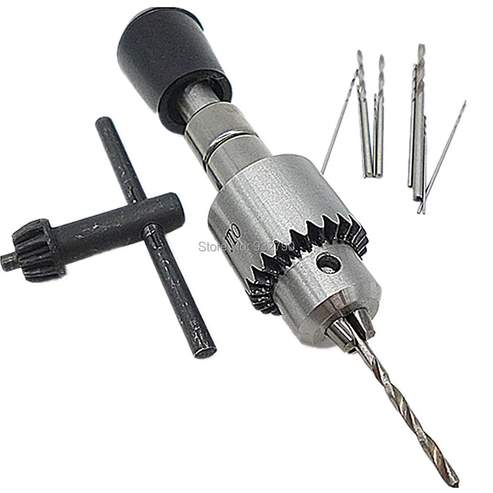 10 Micro Bit Twist Drill Bits Hss Power Tool W/ Mini Wood Hand Drill