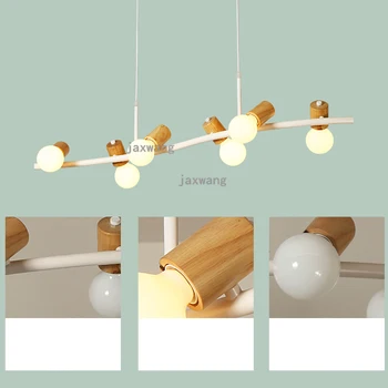 

Modern LED Pendant Lights Restaurant Dining Room Creative De Hanglamp Reading Bedroom Wood Lustre Suspension Hotel Hall Corridor