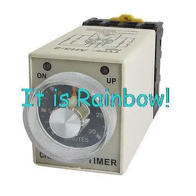 

Free Shipping Rotary Knob DPDT 8Pin 30 Minutes 30Min Timing Time Relay AC 220V AH3-2 w Socket