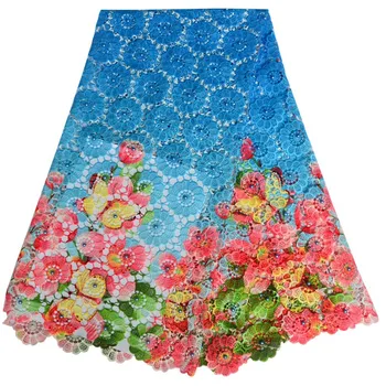 

Best selling High quality African guipure lace fabric with plenty beaded.African cord lace fabric for negerian wedding 70521B