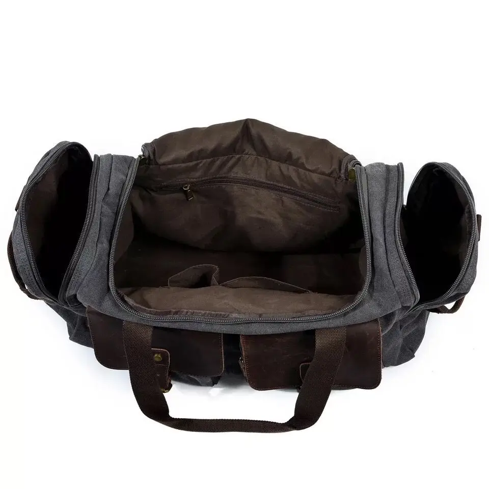 Винтажная Военная Мужская сумка для путешествий, многокарманная Холщовая Сумка для сна, кожаная сумка на выходные, большая сумка на плечо, сумка для багажа