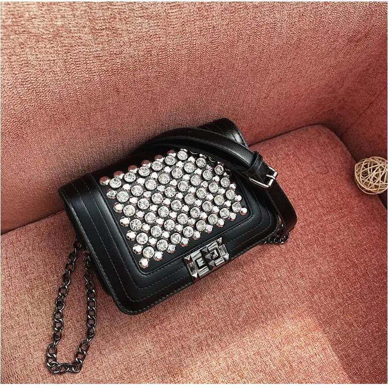 

Female Shoulder Bags Diamonds Fashion Women Chains Flap PU Leather Messenger Bags for Ladies Luxury Handbags Brand Designer New