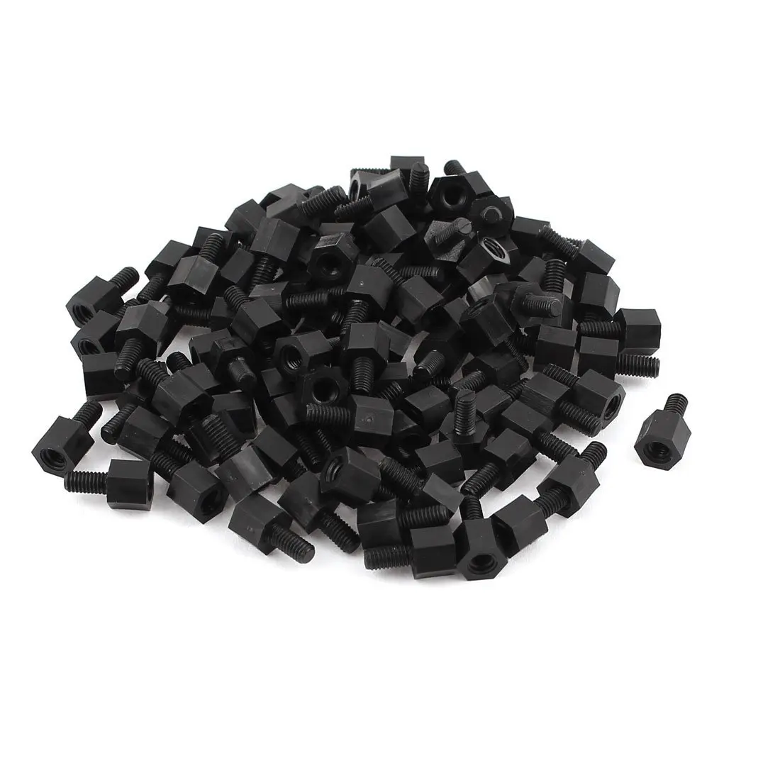 

100x Motherboard Nylon Hex Standoff Threaded Spacer M3 Thread 6+6mm Black