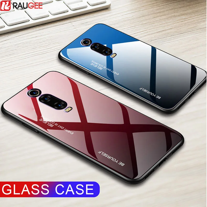 

For Xiaomi Mi 9T Pro Case Hard Tempered Glass Back Cover Soft TPU&PC Phone Case For Redmi K20 Pro Case Silicone Bumper Funda