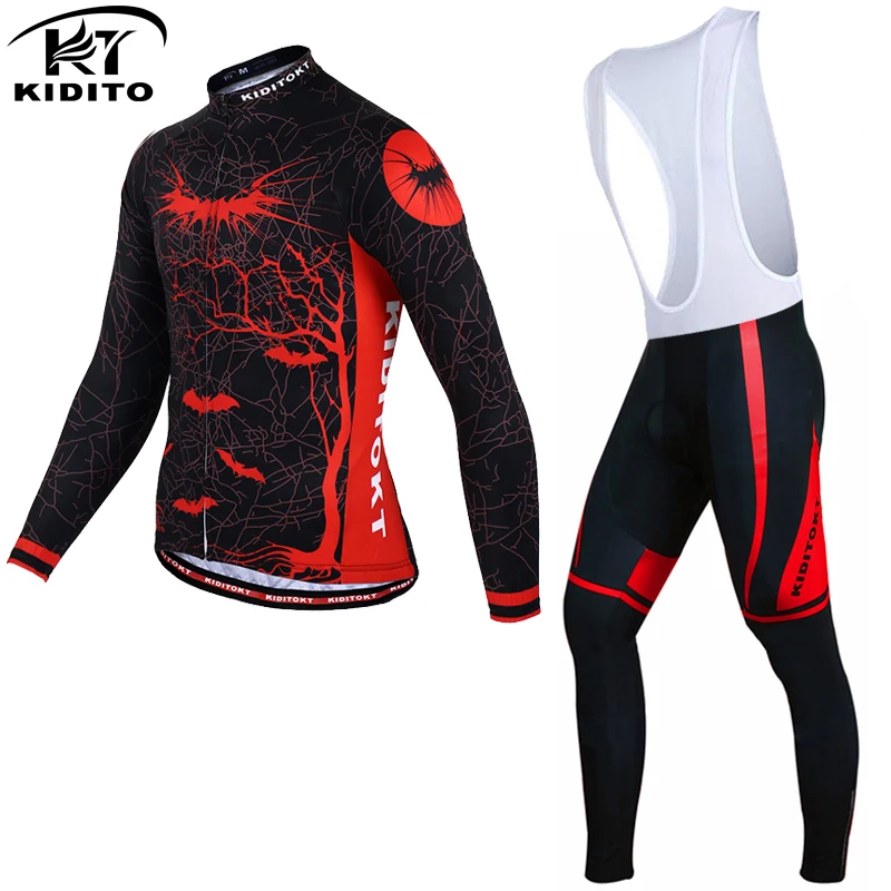 

KIDITOKT Cycling Clothing Suit Winter Thermal Fleece Cycling Jersey Set Racing Men Bike Clothing Clothes mtb road equipment suit