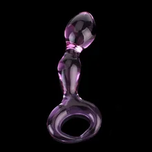 Purple Glass Big Anal Beads Prostate Massage Crystal Bent Butt Plug Sex Product For Men women