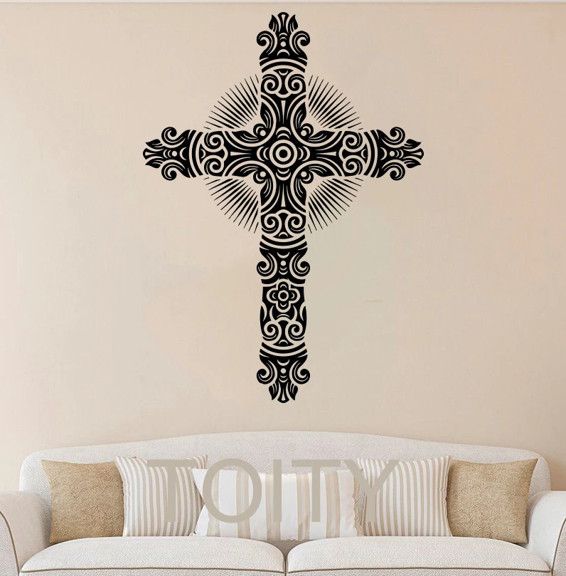 Cross Wall Decal Christ Vinyl Stickers Home Interior Art Decor Design