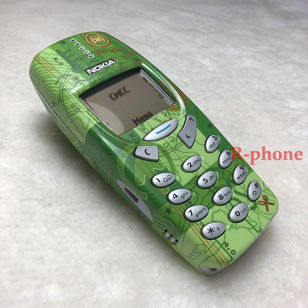 Полностью б/у Мобильный телефон NOKIA 3330 3310 GSM 900/1800 двухдиапазонный разблокированный сотовый телефон и зеленый