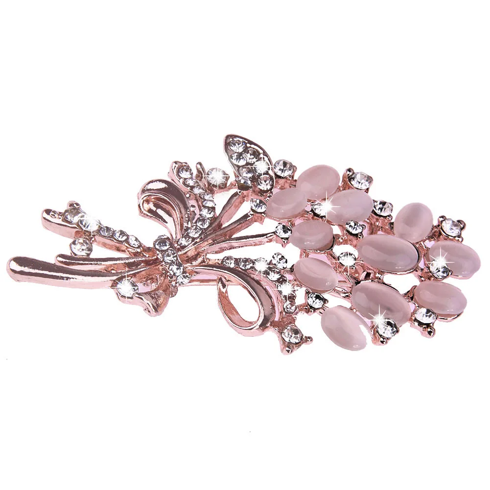 New Hot Selling Fashionable Opal Stone Flower Brooch Pin Women Garment Accessories Brooches Pin Birthday Gift Large Brooch